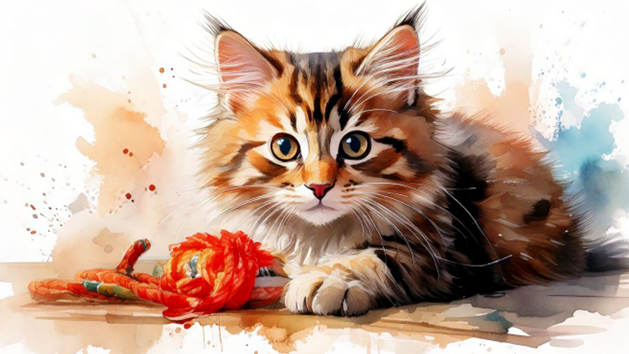 おもちゃで遊んでいる猫