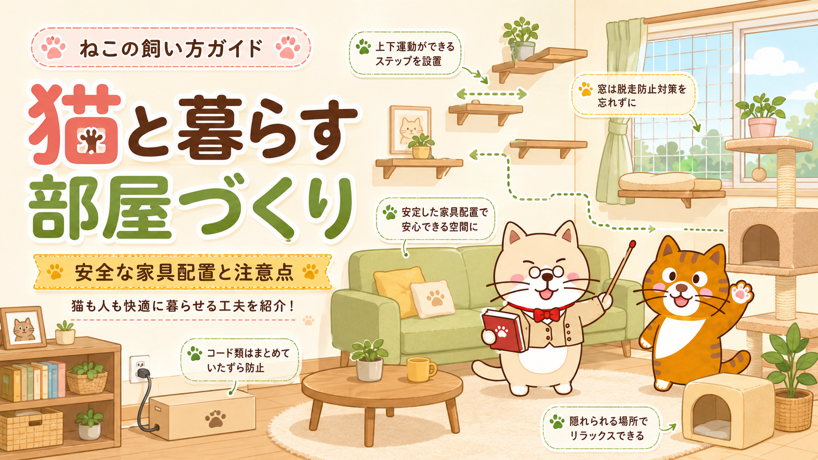 猫と暮らす部屋づくり｜安全な家具配置と注意点を初心者向けに解説
